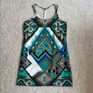 Maude Blue Black Halter Sundress Mini